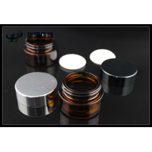 12ml Amber Glass Cosmetic Jars with Silver Caps Glassware